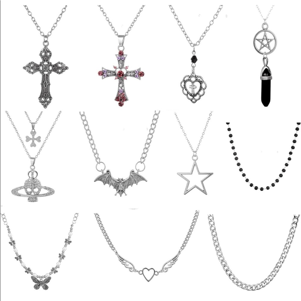10pcs Punk Vintage Necklace Set